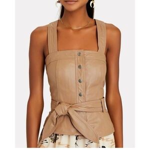Marissa Webb Marty Lambskin Leather Sleeveless Vest Top Blouse Small